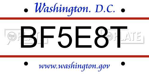 BF5E8T District Of Columbia License Plate