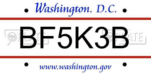 BF5K3B District Of Columbia License Plate