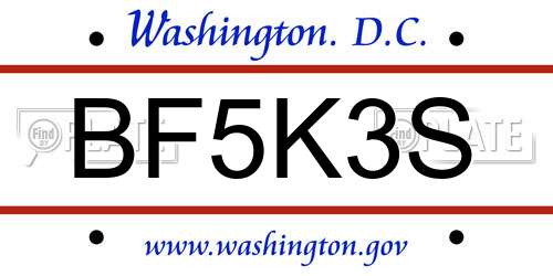BF5K3S District Of Columbia License Plate