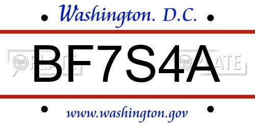 BF7S4A District Of Columbia License Plate