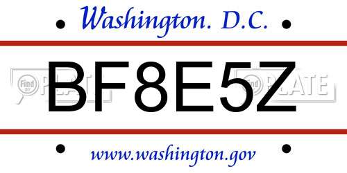 BF8E5Z District Of Columbia License Plate
