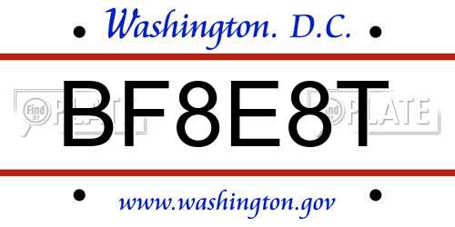BF8E8T District Of Columbia License Plate