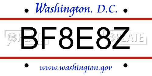 BF8E8Z District Of Columbia License Plate