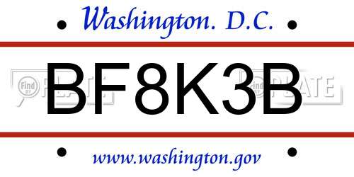 BF8K3B District Of Columbia License Plate