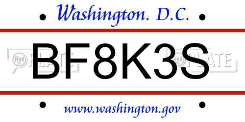 BF8K3S District Of Columbia License Plate