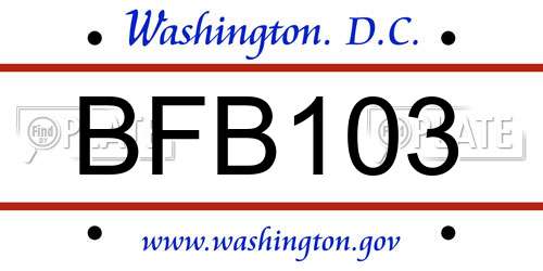 BFB103 District Of Columbia License Plate