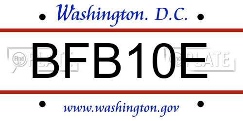 BFB10E District Of Columbia License Plate