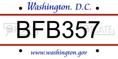 BFB357 District Of Columbia License Plate