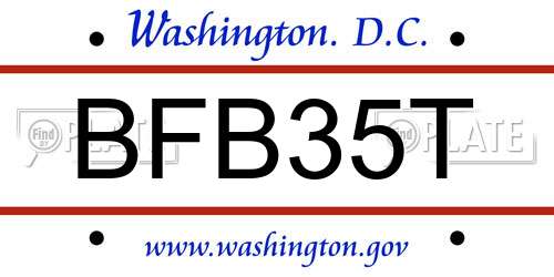 BFB35T District Of Columbia License Plate