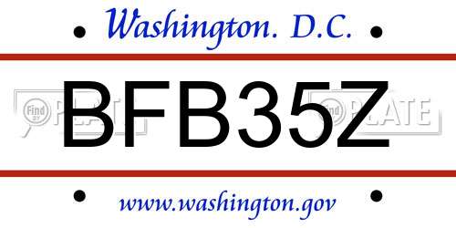 BFB35Z District Of Columbia License Plate
