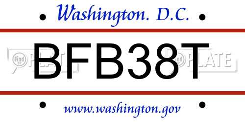 BFB38T District Of Columbia License Plate