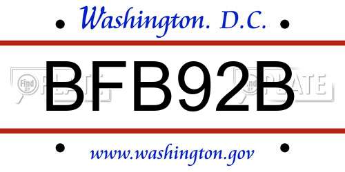 BFB92B District Of Columbia License Plate