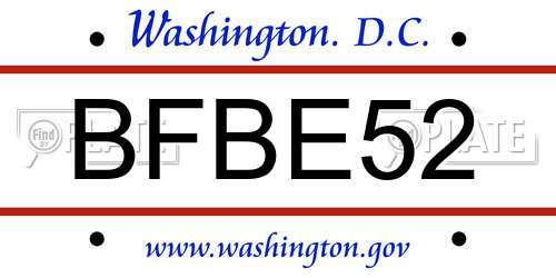 BFBE52 District Of Columbia License Plate