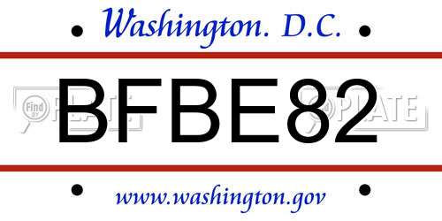 BFBE82 District Of Columbia License Plate