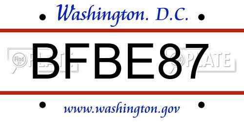 BFBE87 District Of Columbia License Plate