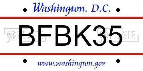 BFBK35 District Of Columbia License Plate