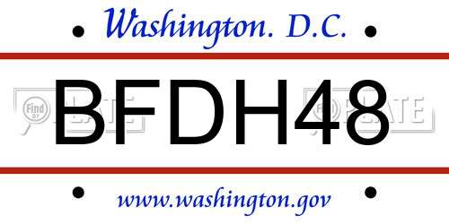 BFDH48 District Of Columbia License Plate