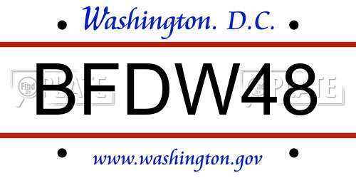 BFDW48 District Of Columbia License Plate