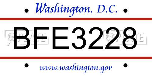 BFE3228 District Of Columbia License Plate