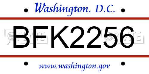 BFK2256 District Of Columbia License Plate
