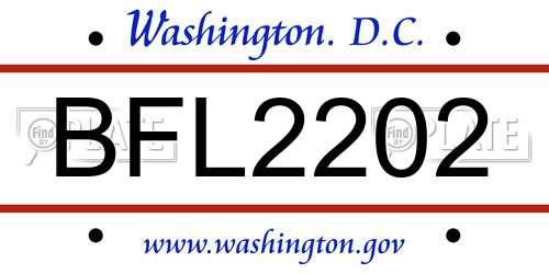 BFL2202 District Of Columbia License Plate