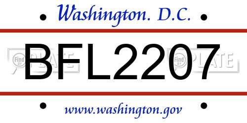BFL2207 District Of Columbia License Plate