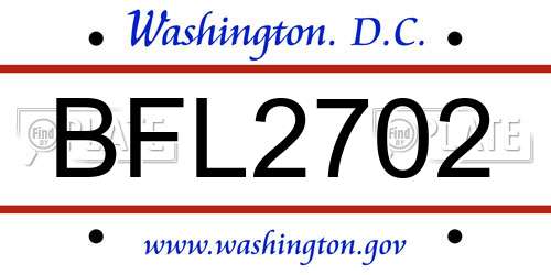 BFL2702 District Of Columbia License Plate
