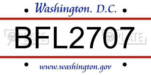 BFL2707 District Of Columbia License Plate