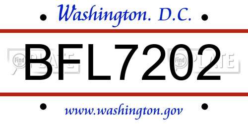 BFL7202 District Of Columbia License Plate