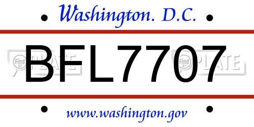 BFL7707 District Of Columbia License Plate