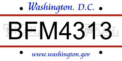 BFM4313 District Of Columbia License Plate