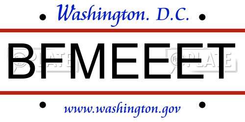 BFMEEET District Of Columbia License Plate