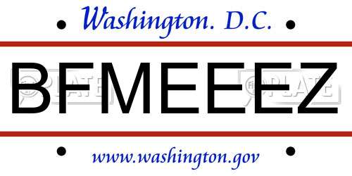 BFMEEEZ District Of Columbia License Plate