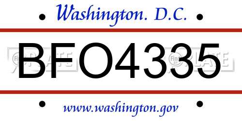 BFO4335 District Of Columbia License Plate
