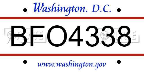 BFO4338 District Of Columbia License Plate
