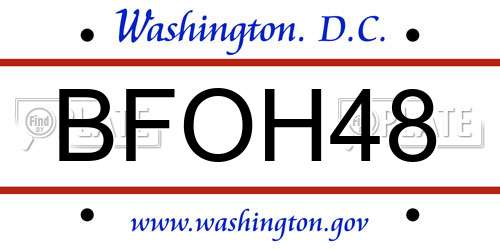 BFOH48 District Of Columbia License Plate