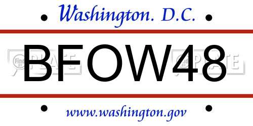 BFOW48 District Of Columbia License Plate