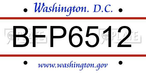BFP6512 District Of Columbia License Plate