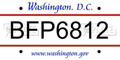 BFP6812 District Of Columbia License Plate