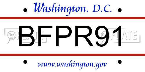 BFPR91 District Of Columbia License Plate