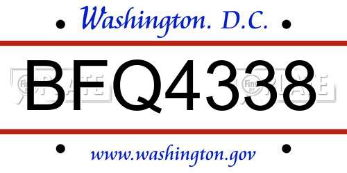 BFQ4338 District Of Columbia License Plate
