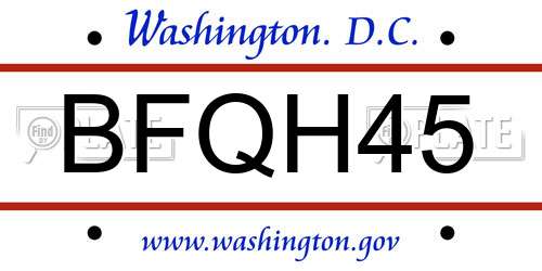 BFQH45 District Of Columbia License Plate
