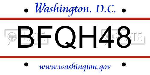 BFQH48 District Of Columbia License Plate