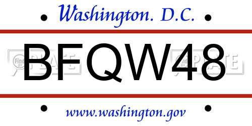 BFQW48 District Of Columbia License Plate