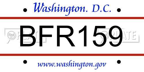 BFR159 District Of Columbia License Plate