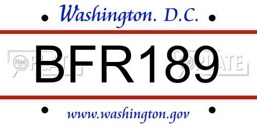 BFR189 District Of Columbia License Plate
