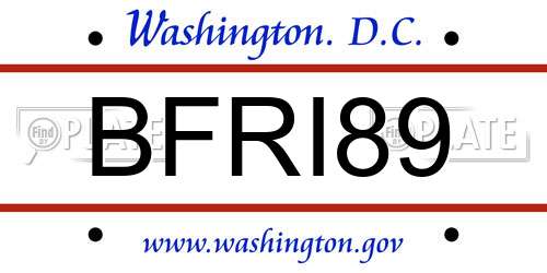 BFRI89 District Of Columbia License Plate