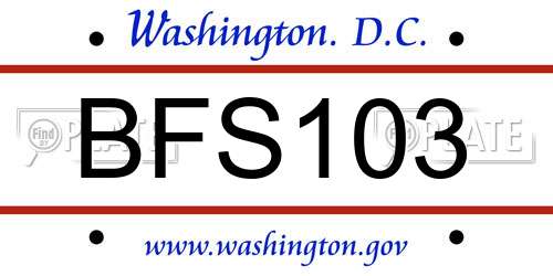 BFS103 District Of Columbia License Plate