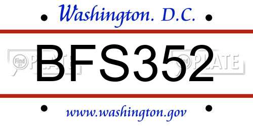 BFS352 District Of Columbia License Plate