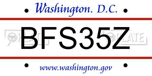 BFS35Z District Of Columbia License Plate